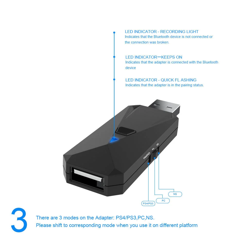 Bezdrátová Rukojeť Converter Bezdrátový USB Controller Converter Kabelové Bluetooth Rukojeť Adaptér pro Spínač/PS4 Adaptér pro Spínač 2