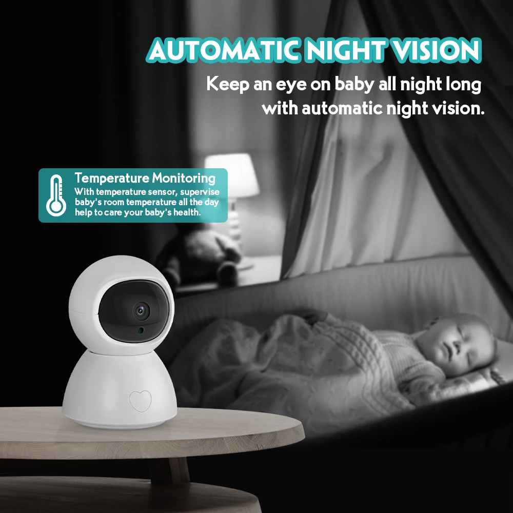 Bezdrátové Baby Monitor 5 palcový LCD baby kamera obousměrný Audio Mluvit Noční Vidění Bezpečnostní Kamery, Chůva Sledování Teploty 2