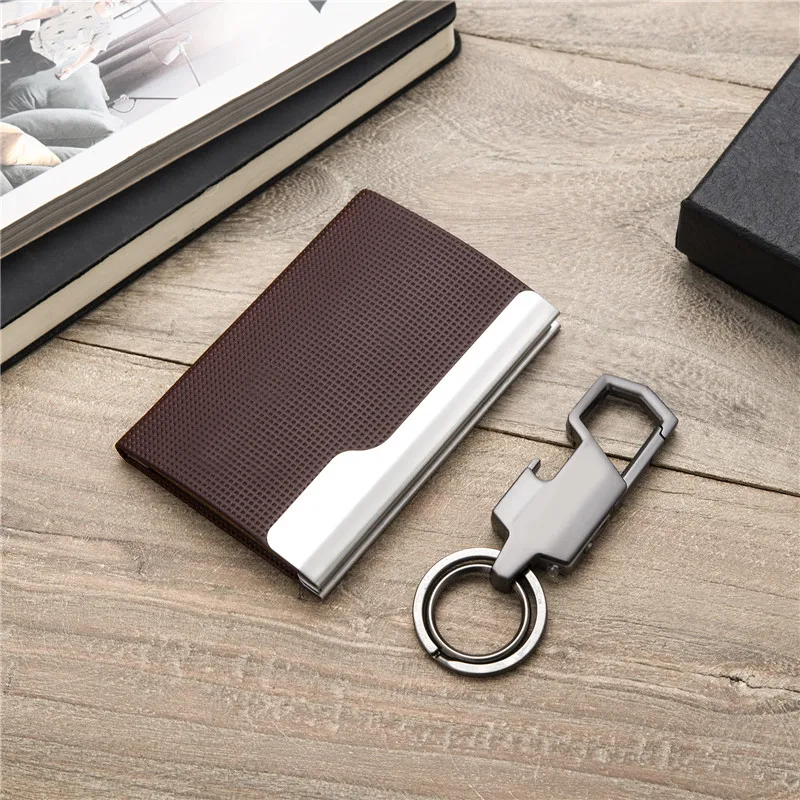 BISI GORO 2020 Nové RFID Peněženka Set Mužů Hliník Magnet Držitel Karty Mini Key Držák v Nádherné Dárkové krabičce Jednoduché Pouzdro na vizitky Klíč 3