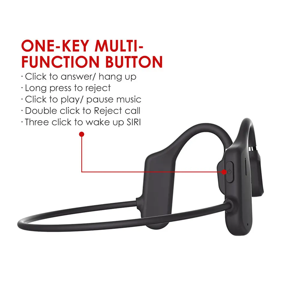 Bluetooth 5.0 Ušní Háček Sluchátka AS3 Bezdrátové Kostní Vedení Headset w/Mikrofon pro Handsfree Volání IPX5 Vodotěsné Sluchátka 5