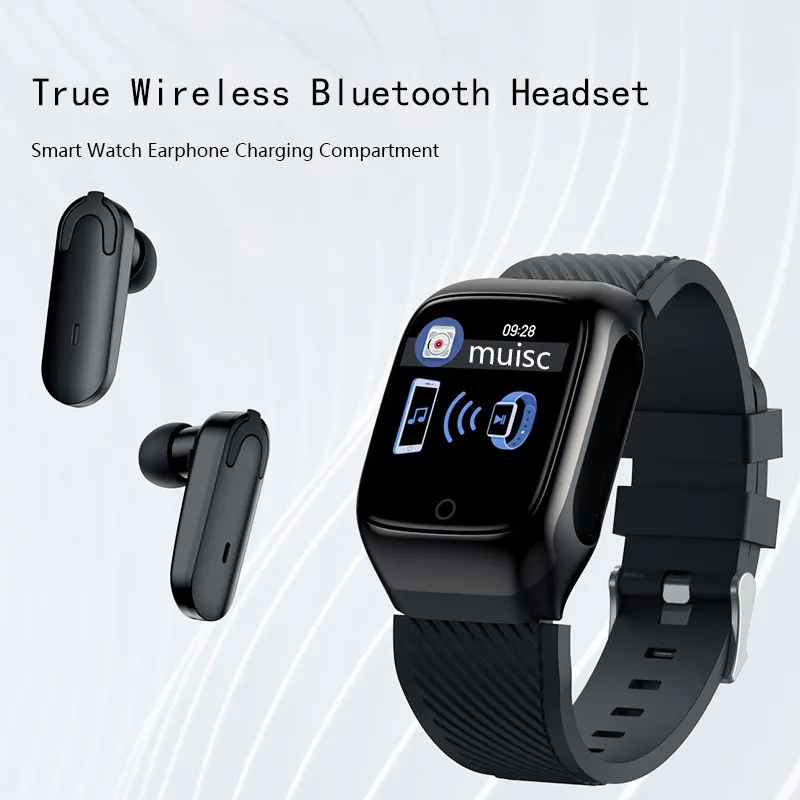 Bluetooth Headset 5.0 A Náramek, 2 v 1, Hodinky, Sluchátka hi-fi Stereo Sportovní Vodotěsné Náramek S Sluchátka A Mikrofon 2