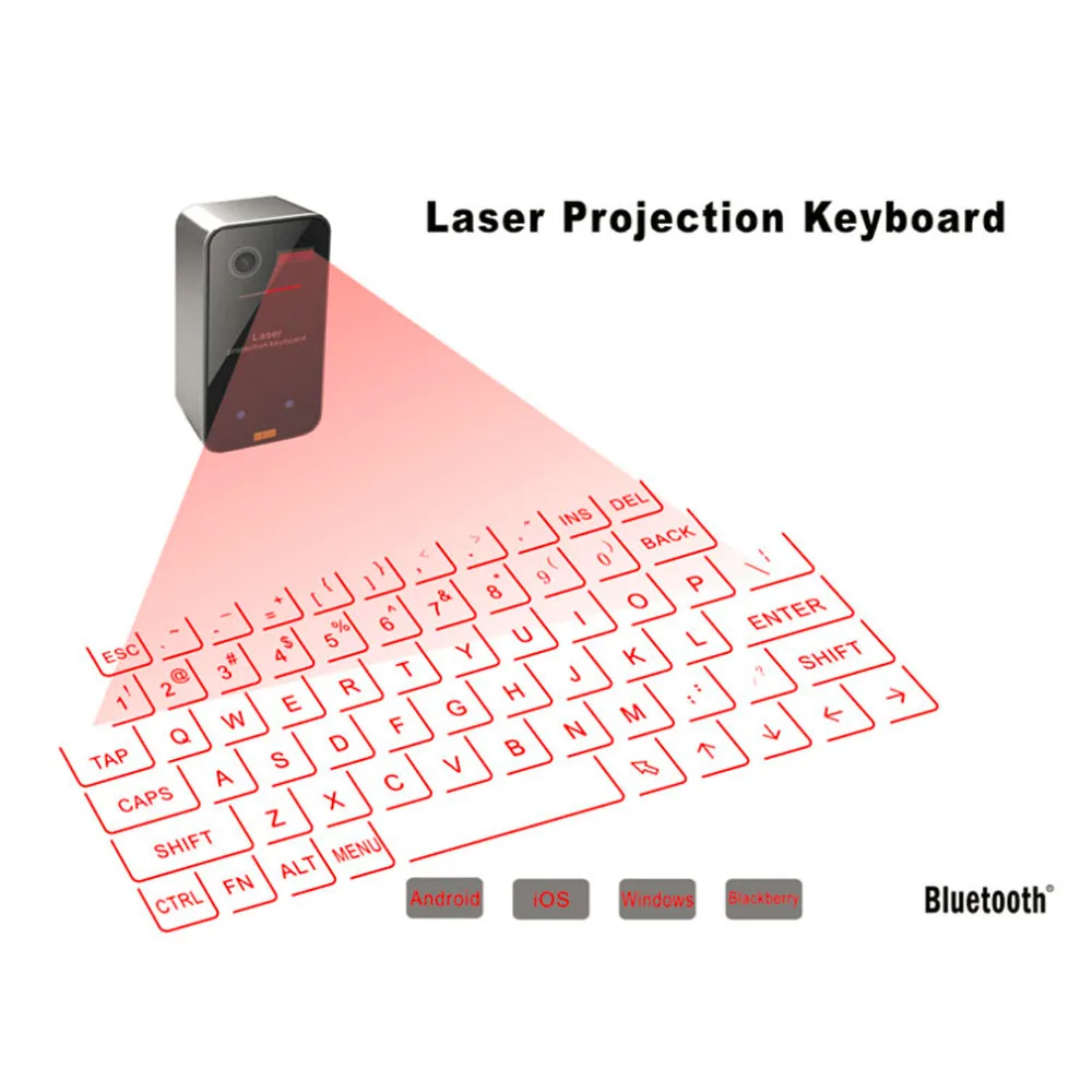 Bluetooth Laserová Virtuální klávesnice Bezdrátová Projekce Přenosná klávesnice pro Iphone Android Chytrý Telefon, Ipad, Tablet PC, Notebook 1