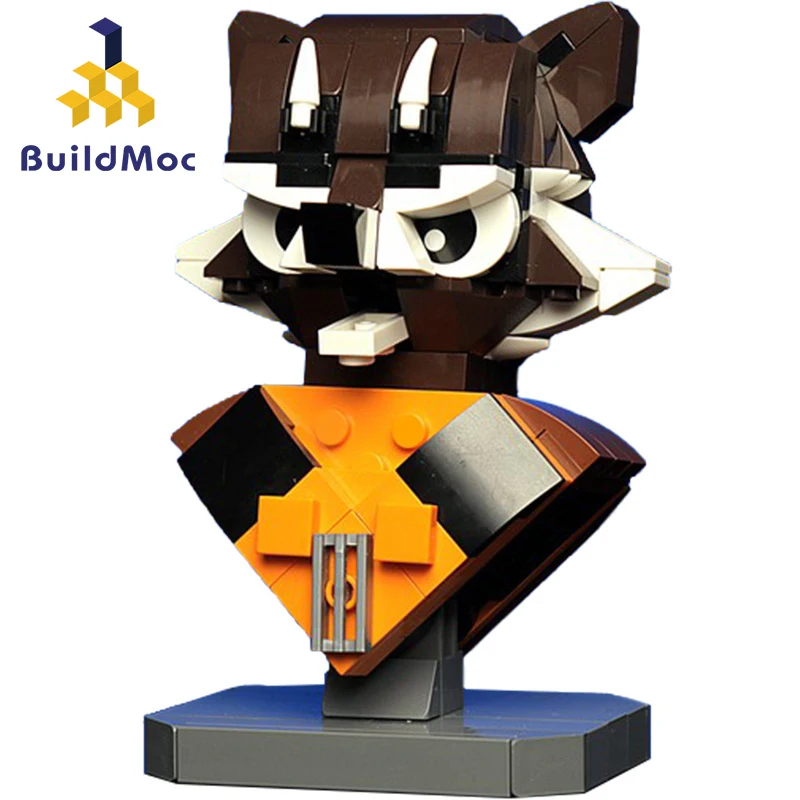 Buildmoc Film, Postavy Super Heroes Poprsí Rocket Raccoon Moc Creator Obrázek Cihly Model Stavebních Bloků Vzdělávací Hračky Dárek 0