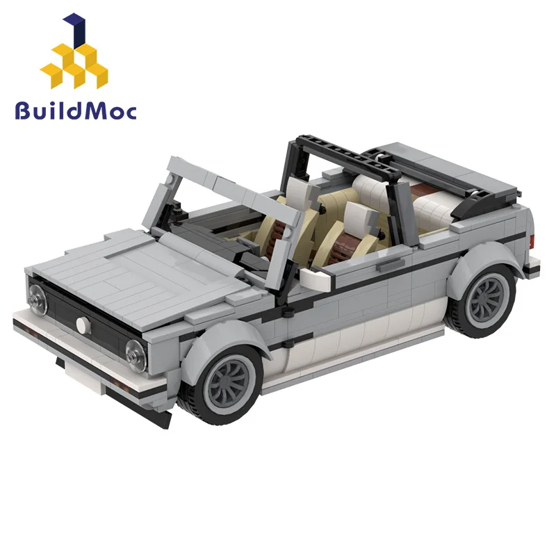 BuildMoc Technic, Creator Mini Cabriolet Sportovní Šedá Bílá Černá Stavební Bloky Super Závodní Auto Fit, Cihly, Děti, Hračky, Dárky Kluky 2