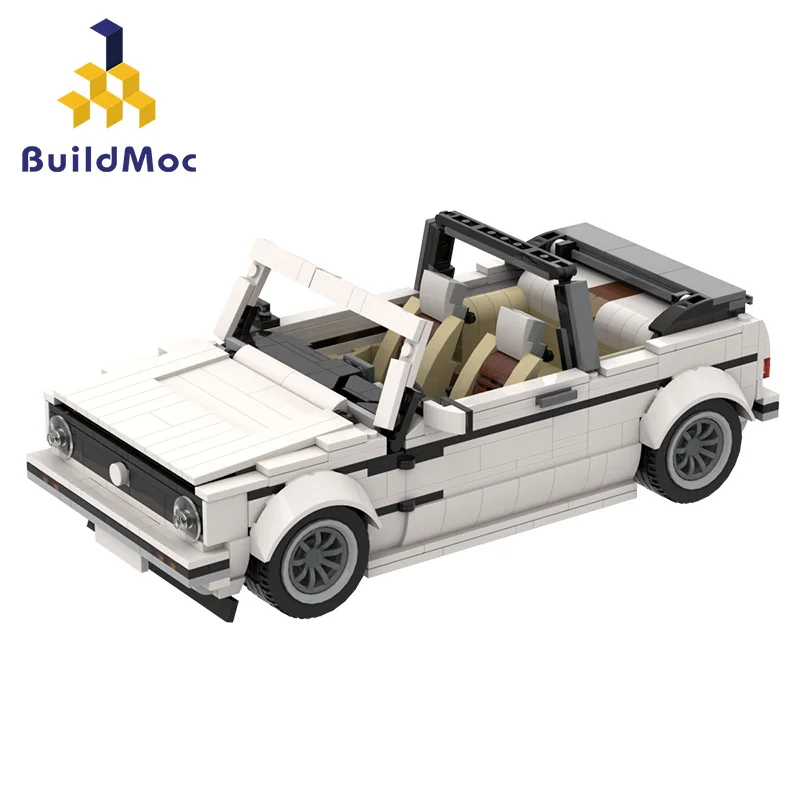 BuildMoc Technic, Creator Mini Cabriolet Sportovní Šedá Bílá Černá Stavební Bloky Super Závodní Auto Fit, Cihly, Děti, Hračky, Dárky Kluky 3