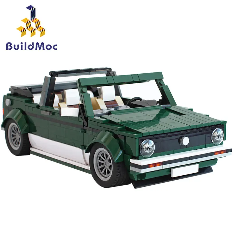 BuildMoc Technic, Creator Mini Cabriolet Sportovní Šedá Bílá Černá Stavební Bloky Super Závodní Auto Fit, Cihly, Děti, Hračky, Dárky Kluky 4