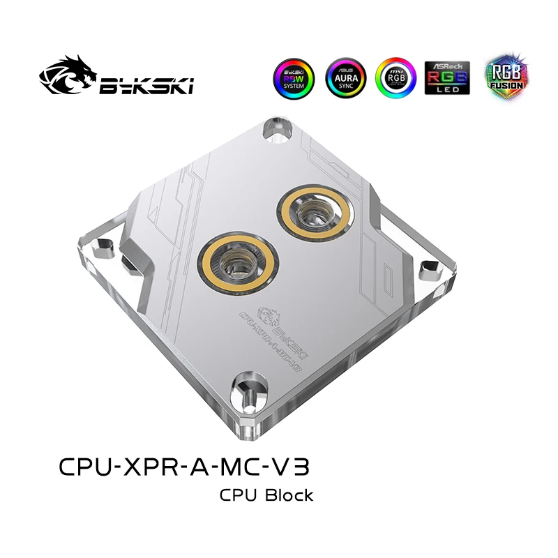 Bykski CPU-XPR--MC-V3 CPU Vodní Blok pro Intel 115X 1366 2011 2066 Černá/Stříbrná RBW(5V) vodní chladič Chladící Kapaliny 4
