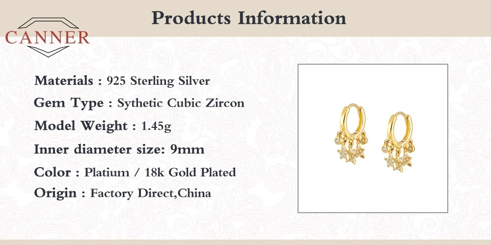 CANNER Hvězdičkový Kulaté Náušnice Pro Ženy 925 Sterling Silver Diamond Crystal Pendientes Mujer Manžety Ucho Piercing Šperky #9.8 3
