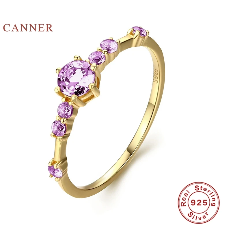 CANNER Purple Diamond Svatební Prsten Prsten 925 Sterling Silver Anillos Prsteny Pro Ženy Luxusní Jemné Šperky, Snubní Prsteny Bijoux 0