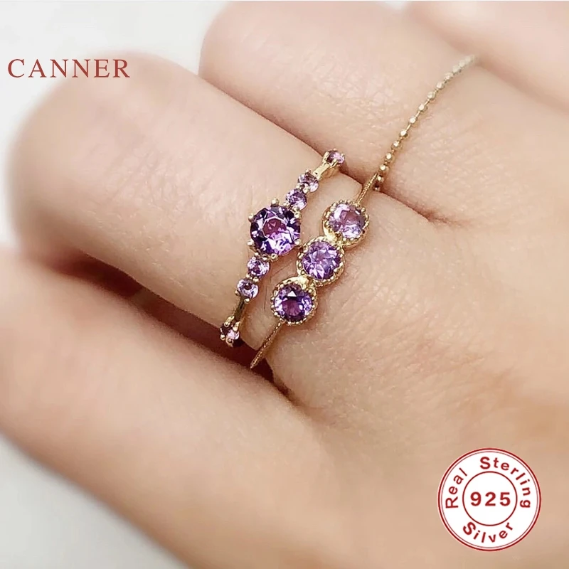 CANNER Purple Diamond Svatební Prsten Prsten 925 Sterling Silver Anillos Prsteny Pro Ženy Luxusní Jemné Šperky, Snubní Prsteny Bijoux 1