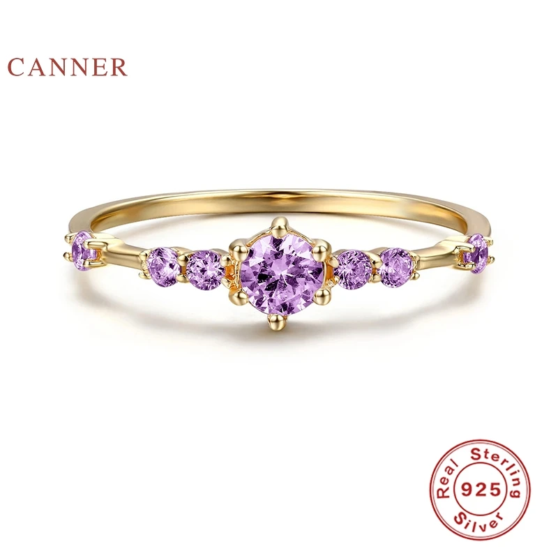 CANNER Purple Diamond Svatební Prsten Prsten 925 Sterling Silver Anillos Prsteny Pro Ženy Luxusní Jemné Šperky, Snubní Prsteny Bijoux 2