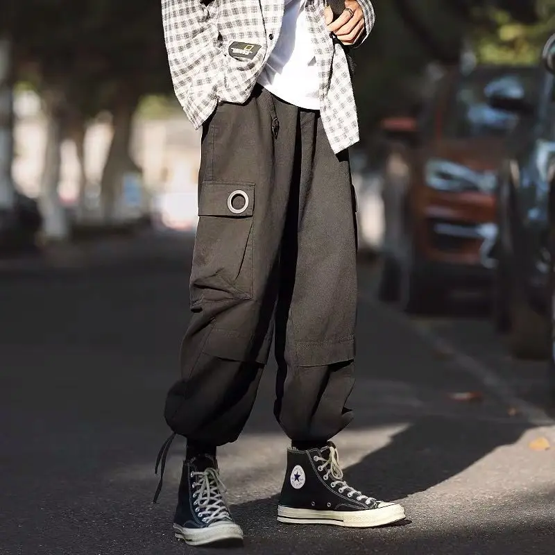 Cargo Kalhoty Muži Japonský Streetwear Jogging Kalhoty Hip Hop Korean Harajuku Módní Oversize Kalhoty Pro Muže Oblečení Černé 3