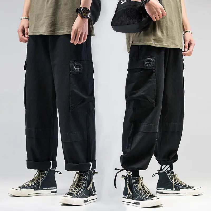 Cargo Kalhoty Muži Japonský Streetwear Jogging Kalhoty Hip Hop Korean Harajuku Módní Oversize Kalhoty Pro Muže Oblečení Černé 5