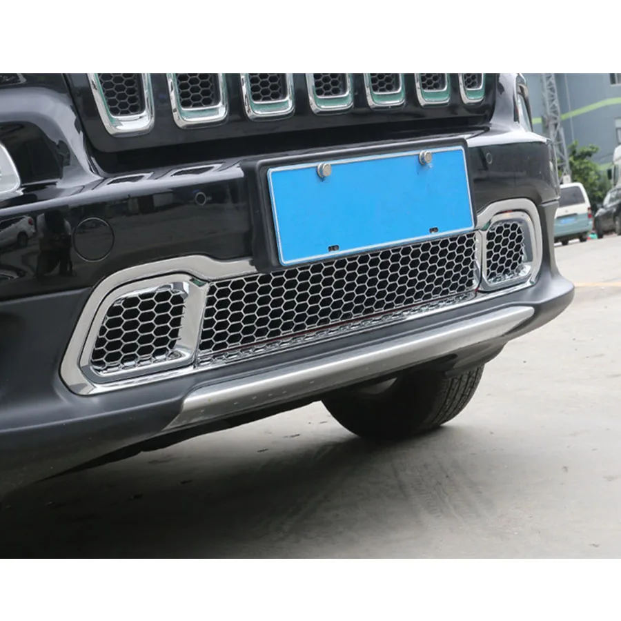 Chrome ABS Exteriéru Vozu Přední mřížka Mřížka Nárazníku Oky Obložení Krytu Samolepky Pobyt Pro Jeep Cherokee-16 0