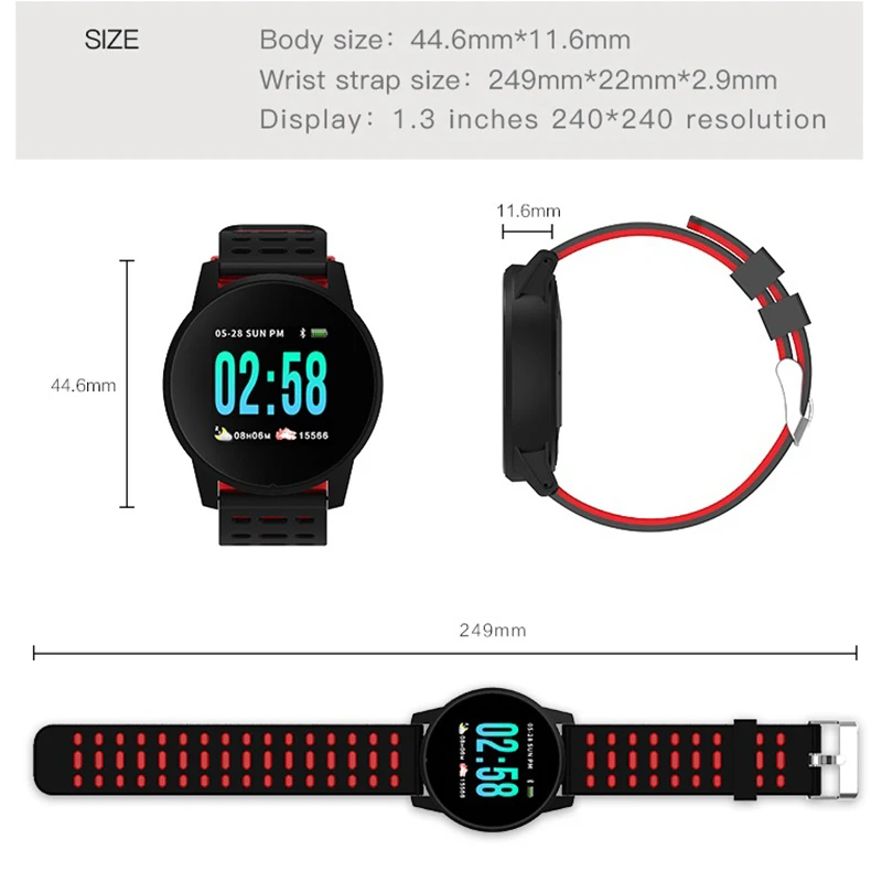 Chytré Hodinky Barevný displej Krevní Tlak, Srdeční Frekvence Monitoru Fitness Náramek Tracker Krokoměr Smartwatch Pro Android, IOS 0