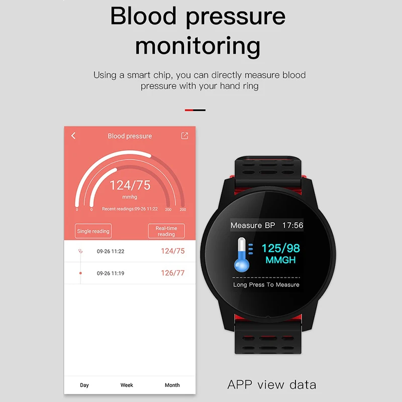 Chytré Hodinky Barevný displej Krevní Tlak, Srdeční Frekvence Monitoru Fitness Náramek Tracker Krokoměr Smartwatch Pro Android, IOS 2