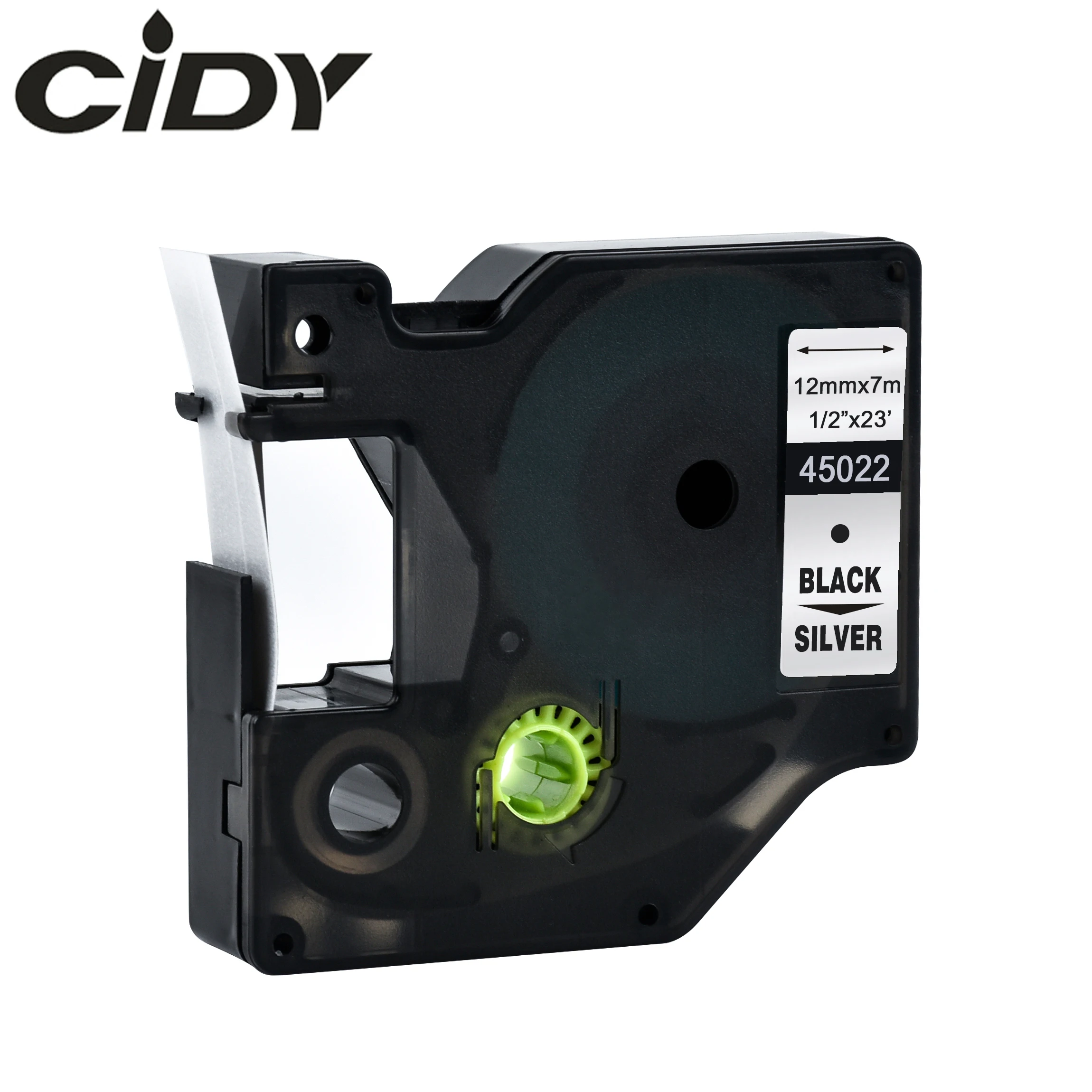 CIDY Dymo D1 45022 kompatibilní se štítky DYMO D1 Pásek 12 mm černá na stříbrné štítkovač Vhodný Label Manager 210 450 LM160 5