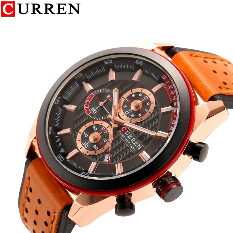 Curren hodinky muži luxusní značky quartz hodinky pro muže kožený řemínek, chronograf vodotěsné vojenské relogio masculino mužské hodiny 1