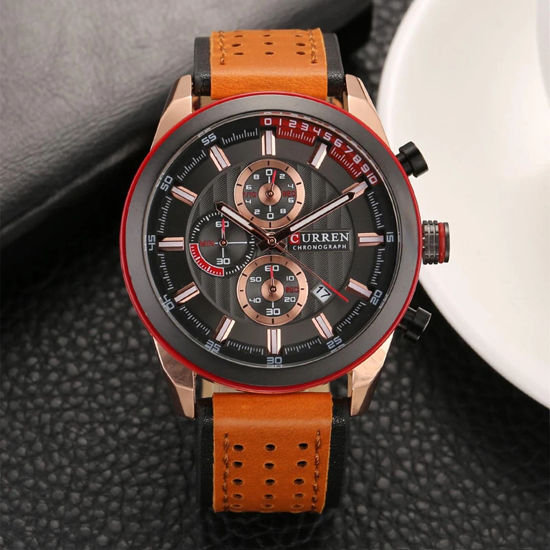 Curren hodinky muži luxusní značky quartz hodinky pro muže kožený řemínek, chronograf vodotěsné vojenské relogio masculino mužské hodiny 2