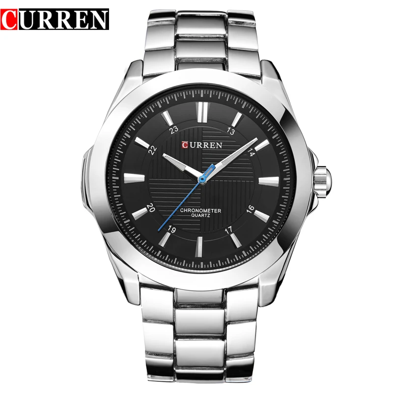 CURREN Hodinky Top Značky Luxusní Klasické Obchodní Quartz Muži Náramkové hodinky z Nerezové Oceli Kapela Mužské Hodiny Montre Homme Relojes 0