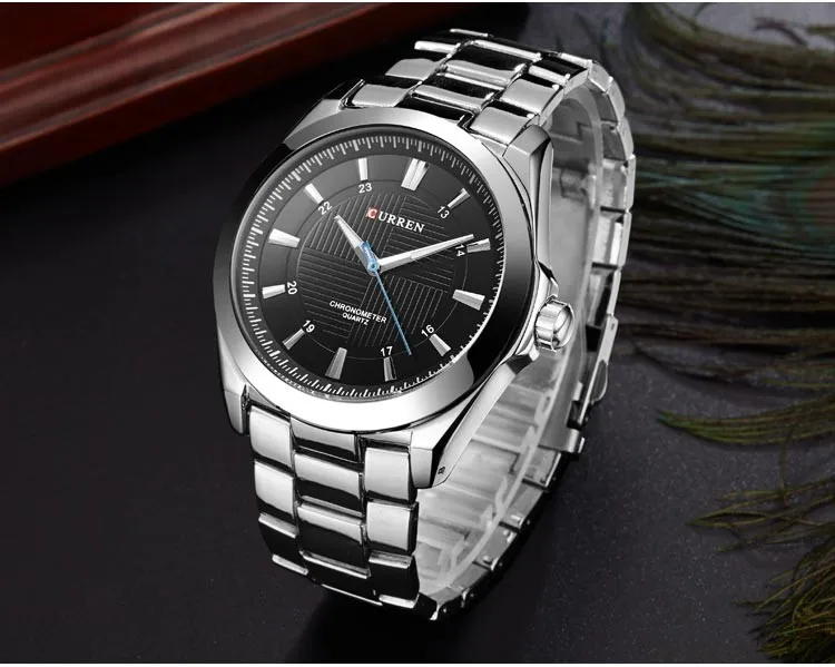 CURREN Hodinky Top Značky Luxusní Klasické Obchodní Quartz Muži Náramkové hodinky z Nerezové Oceli Kapela Mužské Hodiny Montre Homme Relojes 4