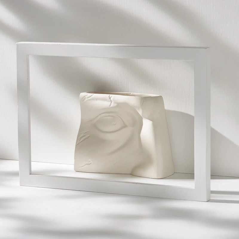 Cutelife Severské Bílé Keramické Hlavy Flower Vase Dekorace Domů Rostlina Uspořádání Vázy Obývací Pokoj Svatební Obličej, Ozdoby, Vázy 4