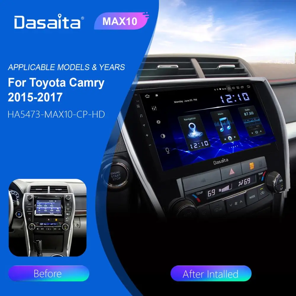 Dasaita autorádio 1 Din Android 10.0 pro Toyota Camry Verze USA 2016 2017 DSP 10.2