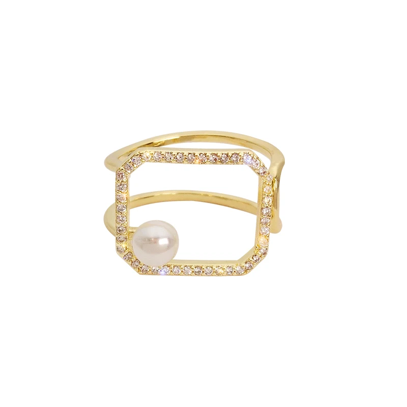 Design Classic Gold vydlabat Náměstí Perla Prsteny Pro Ženy 2020 Nové Módní korejský Šperky Svatební Party Dívka je Neobvyklé Kroužky 2