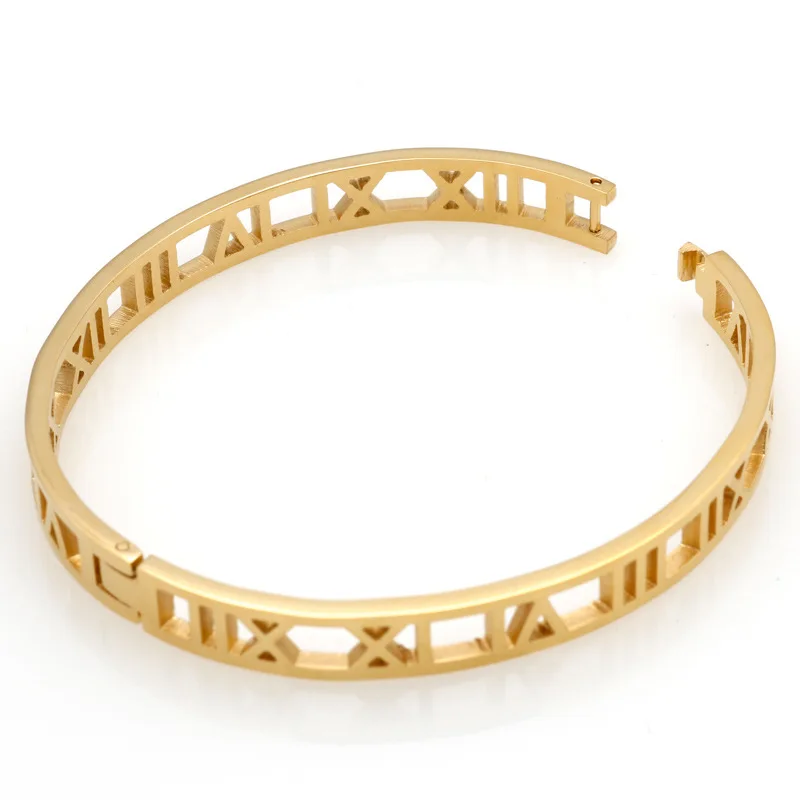 DICARLUN Římské Číslice Gold Náramek Náramek Dutý z Nerezové Oceli Římské Manžety Náramek Ženy ocel Šperky Dropshipping 2019 2