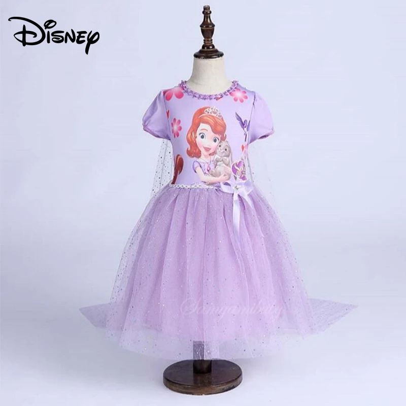 Disney zdobený princezna šaty letní dívky lesklé dětské oblečení dětské bavlněné šaty 4