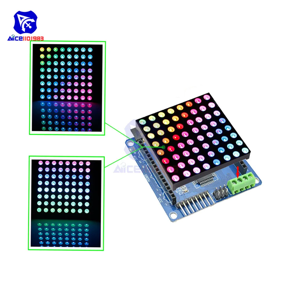 Diymore 8x8 RGB LED Matrix Společná Anoda Desky s RBG LED Driver Shield Modul pro Arduino 0