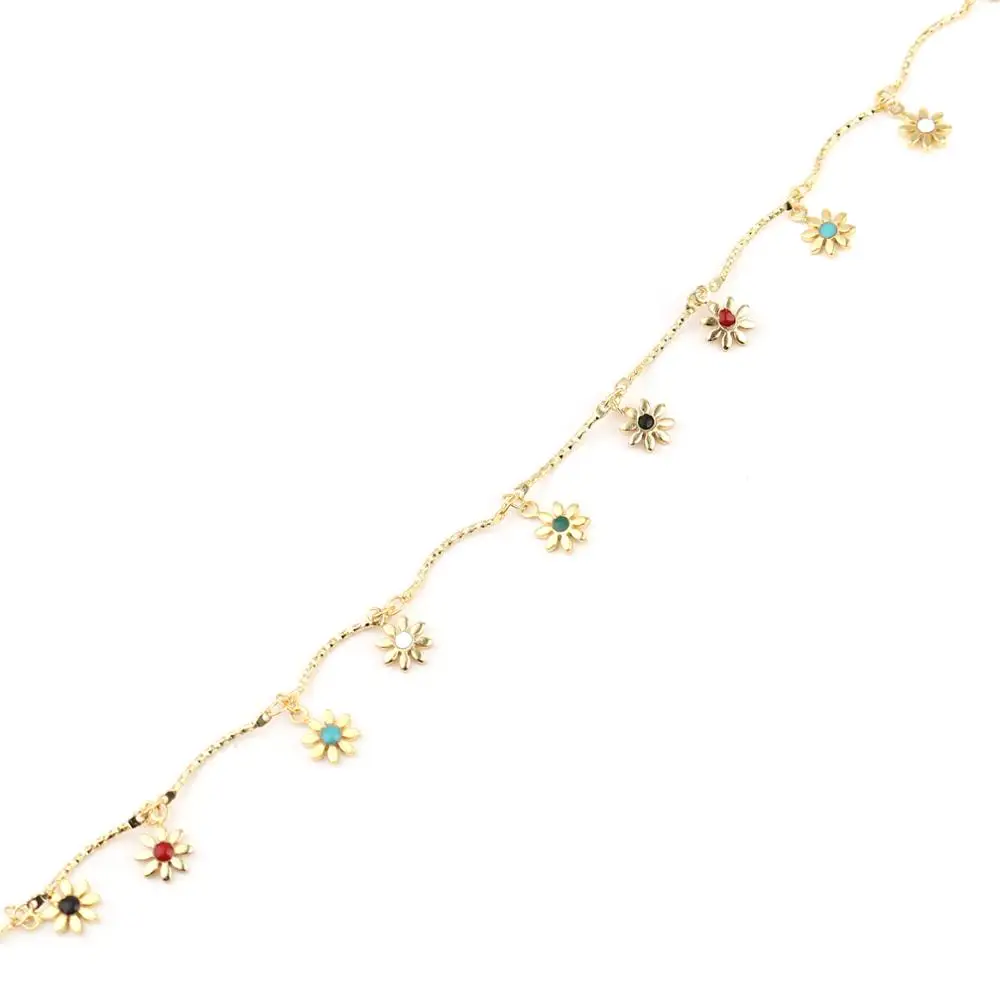 DoreenBeads Módní Zlaté Barvě Mědi Smalt Link Řetěz ve tvaru Květin Multicolor DIY Výrobu Náhrdelník, Náramky, Šperky Dárek,1M 0