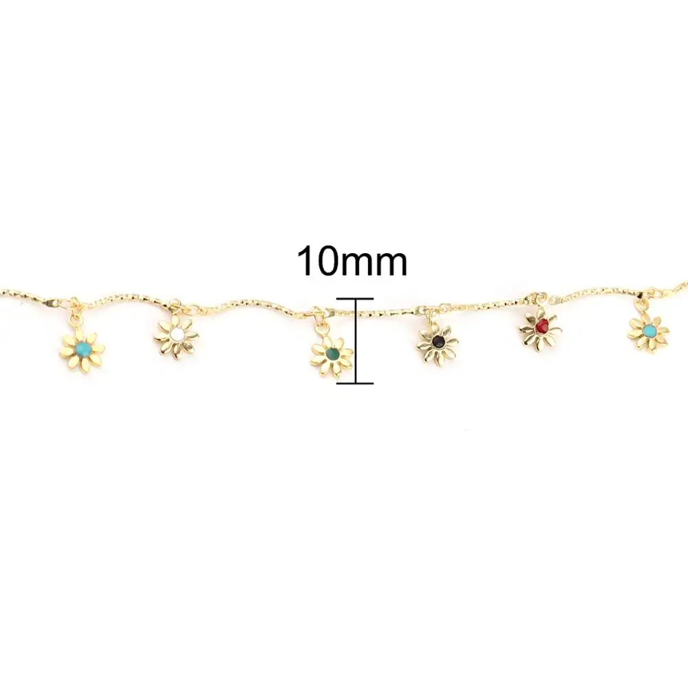 DoreenBeads Módní Zlaté Barvě Mědi Smalt Link Řetěz ve tvaru Květin Multicolor DIY Výrobu Náhrdelník, Náramky, Šperky Dárek,1M 3