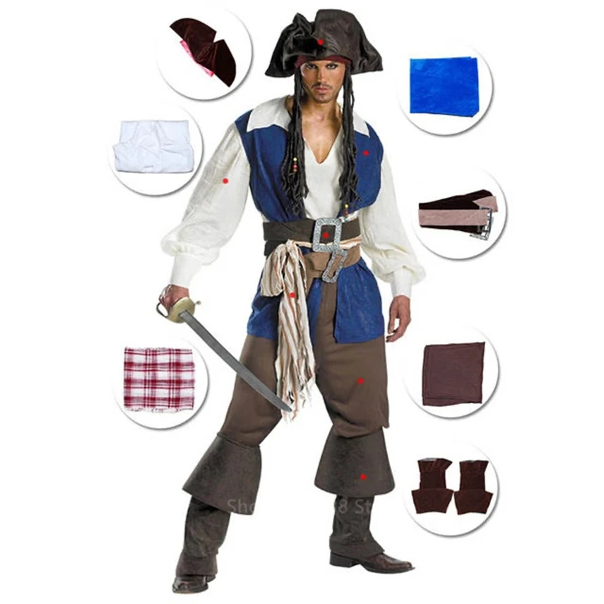 Dospělé Pirát Maškarní Halloween Cosplay Kostým Muži Ženy Hry Oblečení Karneval, Párty, Maškarní Fázi Výkonu Oblečení 2