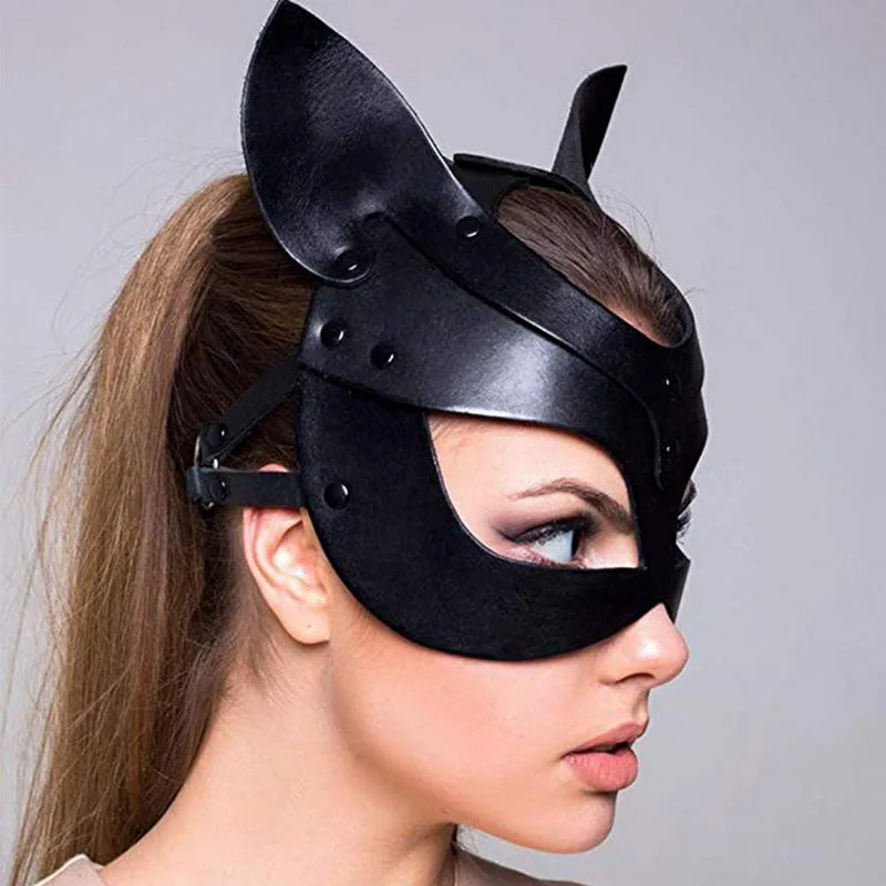 Dospělý Sex Produktů, SM, Sex Hračky, Bdsm Ženy Kožené Oční Maska A Límec Catwoman Cosplay Maska pro Dospělé Hry Maškarní Párty Maska na Obličej 2