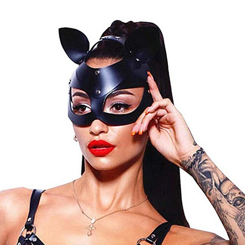Dospělý Sex Produktů, SM, Sex Hračky, Bdsm Ženy Kožené Oční Maska A Límec Catwoman Cosplay Maska pro Dospělé Hry Maškarní Párty Maska na Obličej 3