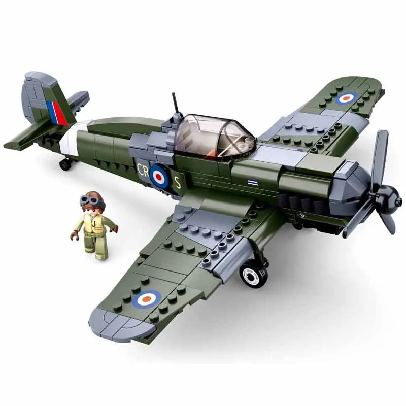 Druhé světové Války Supermarine Spitfire Letadlo Stavební Bloky 2. světové války Vojenská Pazer Bojovník Hračky Jako Vánoční Dárek Pro Děti 3