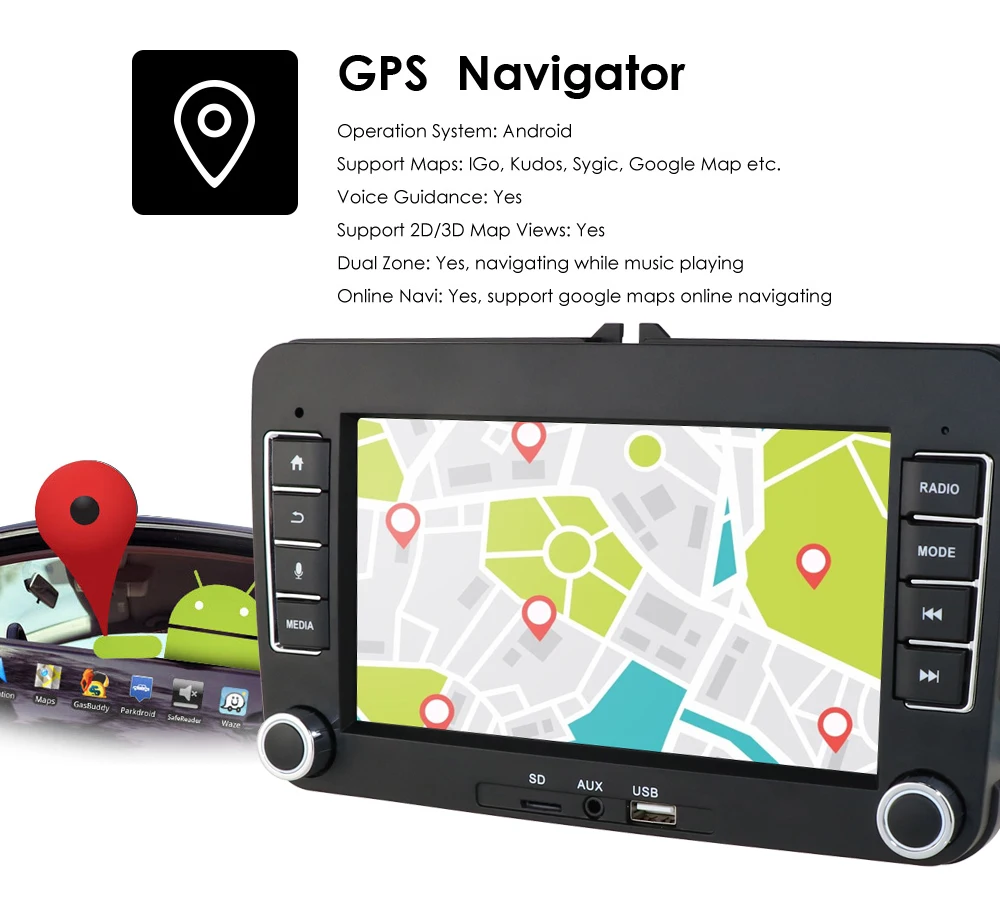 DSP 2din Auto Multimédií pro VW Polo Golf Jetta Passat B6 CC Tiguan Android 9.0 4G GPS Bluetooth, Rádio, USB, AM, FM 7