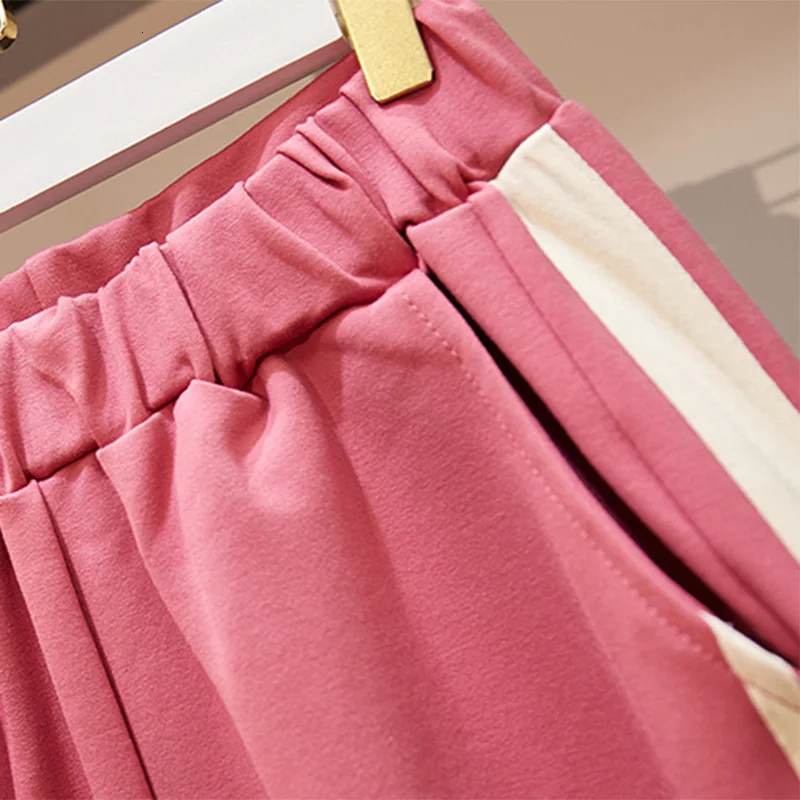 Dámské sportovní oblek Velké Plus Velikost Kabát Bunda tepláková souprava Mikina+kalhoty dvoudílný set Top A Kalhoty oblečení Odpovídající Růžový Set 2