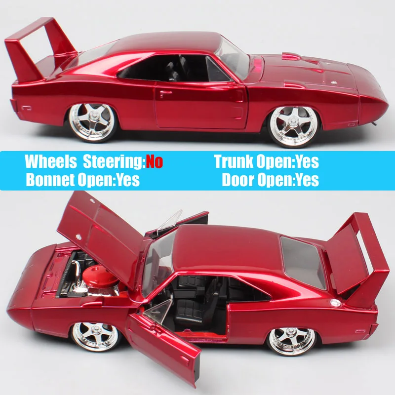 Dítě 1:24 Měřítko Klasický Dom 1969 Dodge Charger Daytona Sport Diecasts & Toy Vozidla Muscle Car Model Kolekce Hraček Miniatury 0
