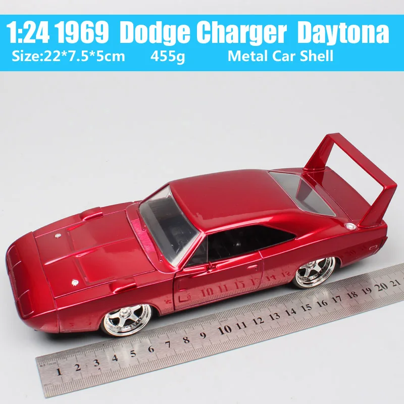 Dítě 1:24 Měřítko Klasický Dom 1969 Dodge Charger Daytona Sport Diecasts & Toy Vozidla Muscle Car Model Kolekce Hraček Miniatury 1