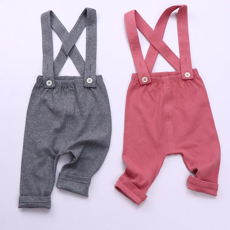 Dítě dungaree bavlněné žebrované kojenecké legíny novorozené dítě chlapec dívka kalhoty dětské oblečení jaro/podzim módní dítě roztomilé kalhoty 5