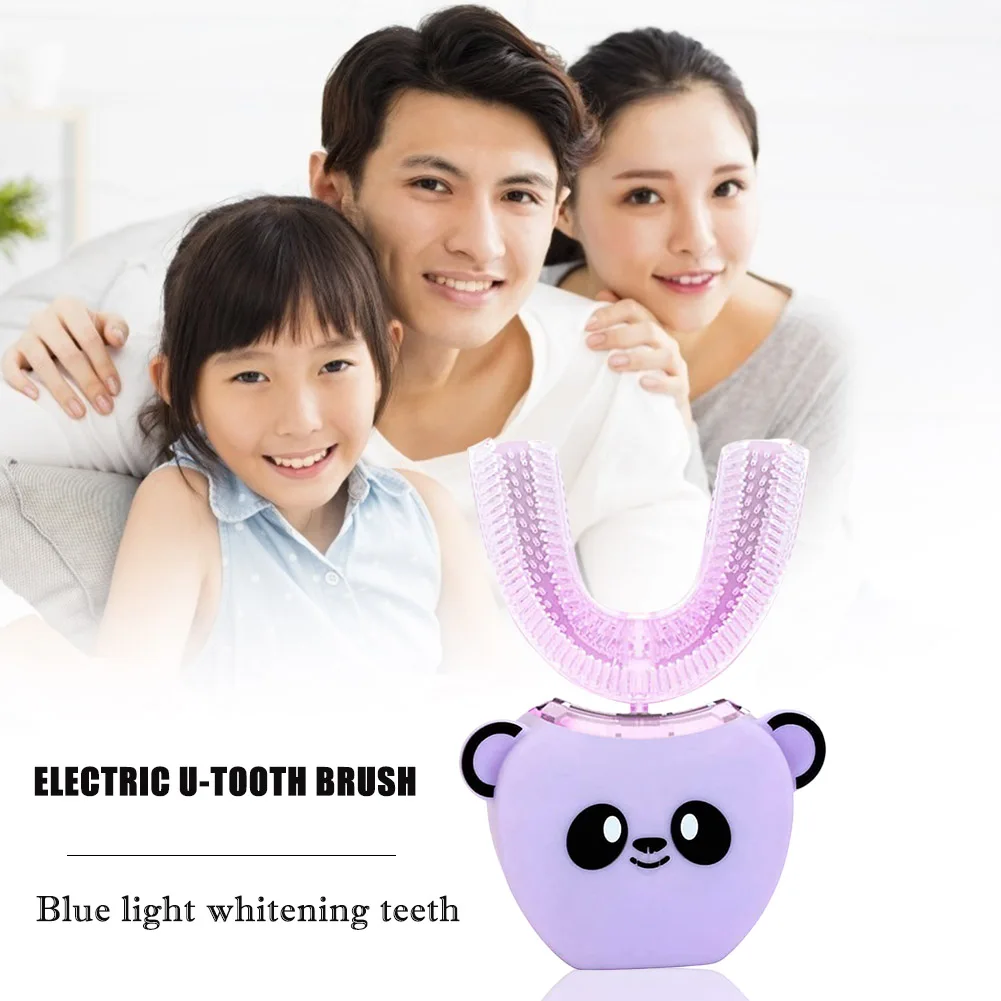Děti U Tvaru Ultrazvukový Kartáček na zuby 360 Stupňů, USB Dobíjecí 3 Režimy Elektrický Smart Zuby, Ústní Čistší Péče Kartáček na zuby 5