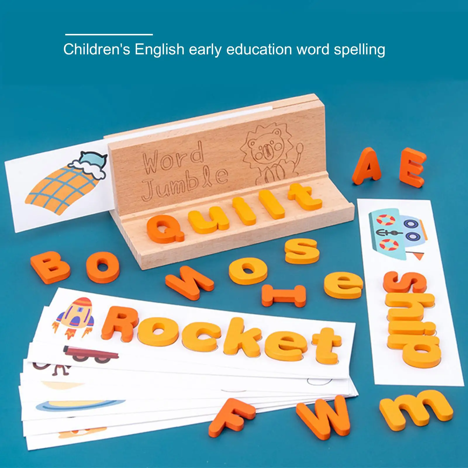 Dřevěné Písmeno Odpovídající Pravopisu Slovo, Interakce Rodič-Dítě Vzdělávací Hračky 3
