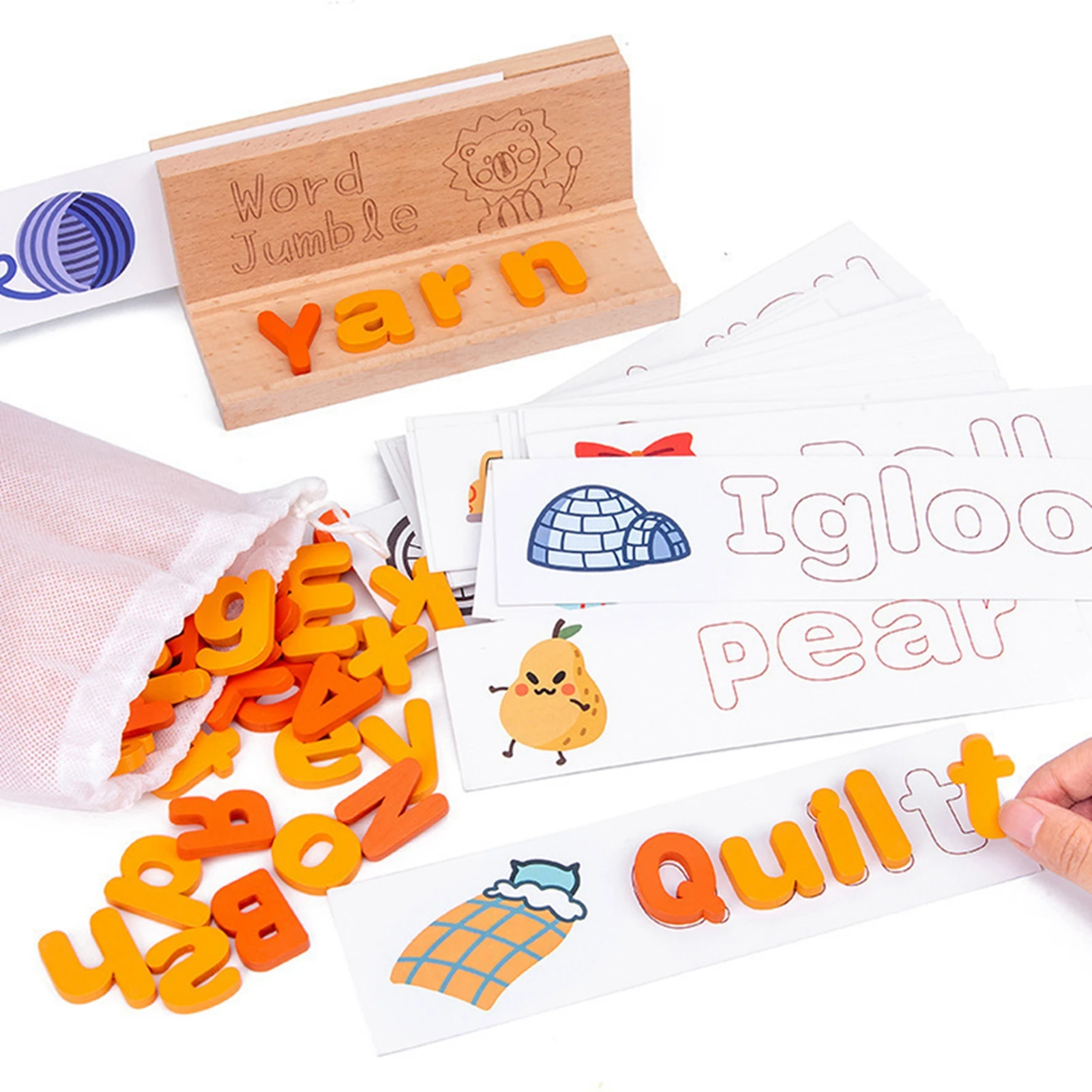 Dřevěné Písmeno Odpovídající Pravopisu Slovo, Interakce Rodič-Dítě Vzdělávací Hračky 5
