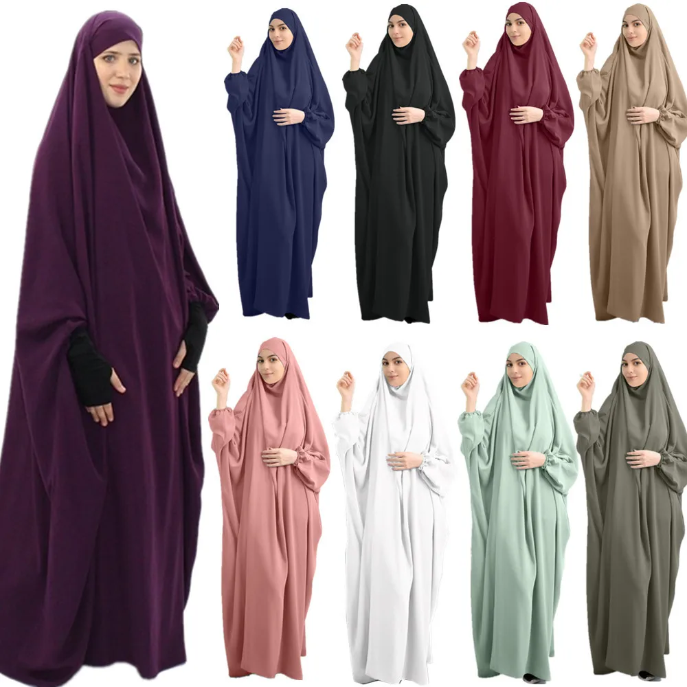 Eid S Kapucí Muslimských Žen Hidžáb Šaty Modlitba Oděv Džilbáb Abaya Dlouho Khimar Plné Krytí Ramadánu Šaty Abaja Islámské Oblečení Hidžáb 3