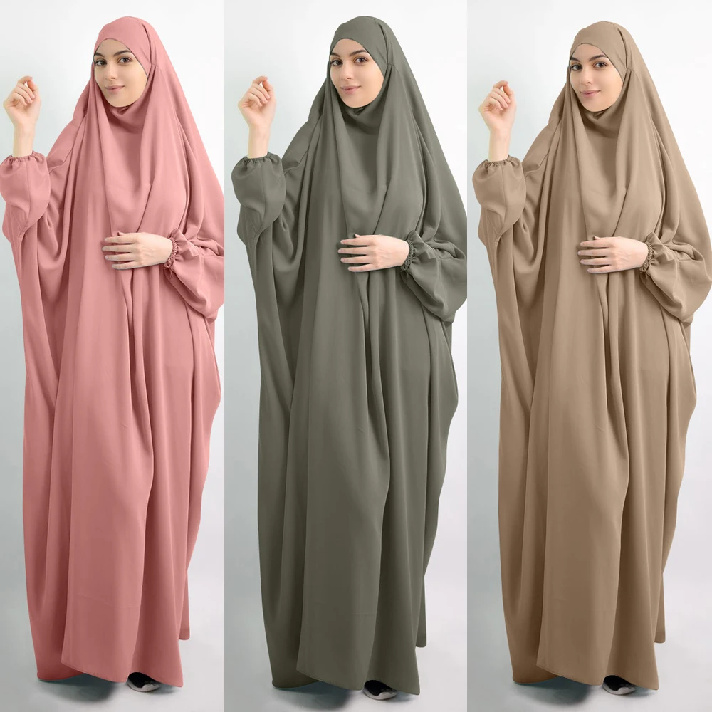 Eid S Kapucí Muslimských Žen Hidžáb Šaty Modlitba Oděv Džilbáb Abaya Dlouho Khimar Plné Krytí Ramadánu Šaty Abaja Islámské Oblečení Hidžáb 4