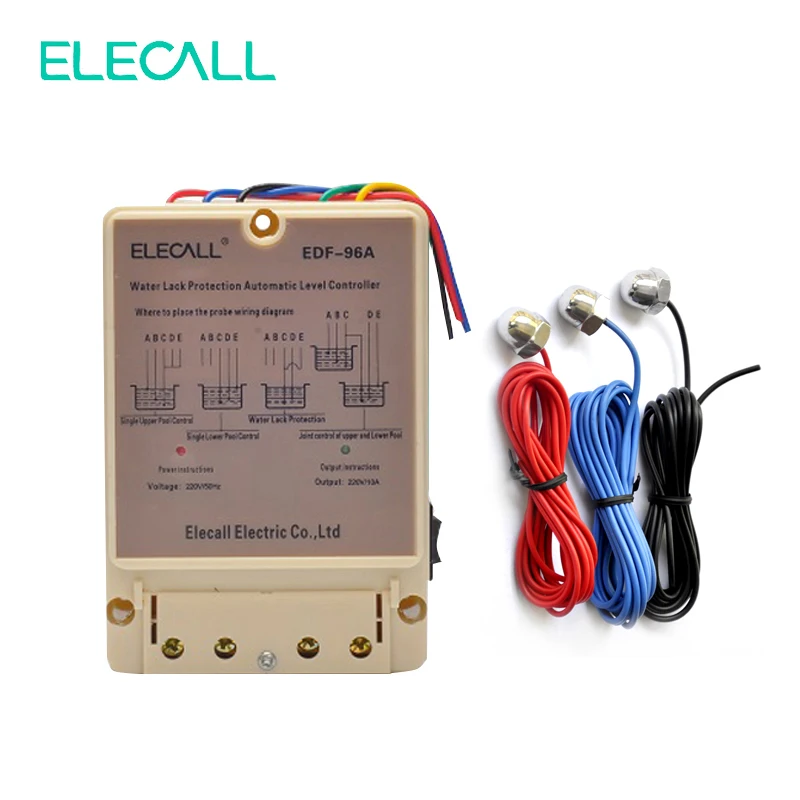 ELECALL EDF-96A Vody Automatické Úrovně Regulátor 10A 220V Elektronické Vody Tekuté Úrovni Senzor Detekce Vody Čerpadlo Řadič 1