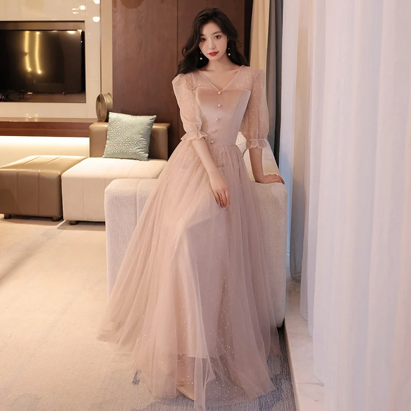 Elegantní Růžové Obvaz Bridemaid Šaty Módní Flitr Prom Party Šaty Pro Svatební Party Vestidos De 3