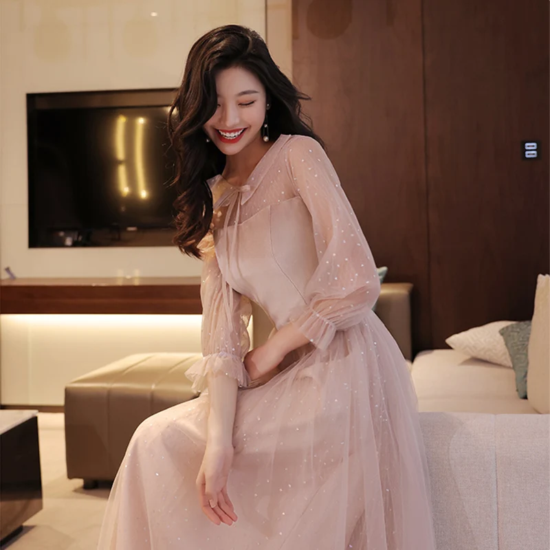 Elegantní Růžové Obvaz Bridemaid Šaty Módní Flitr Prom Party Šaty Pro Svatební Party Vestidos De 4
